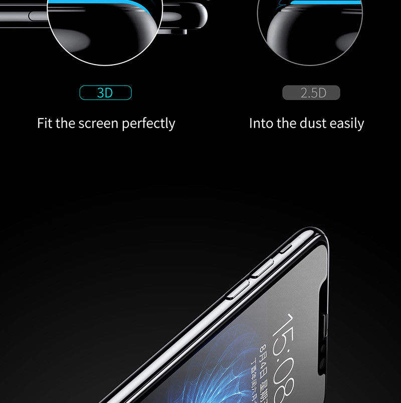 Miếng Dán Kính Cường Lực Full 3D iPhone X Hiệu Baseus Chính Hãng có khả năng chống dầu, hạn chế bám vân tay cảm giác lướt cũng nhẹ nhàng hơn.
